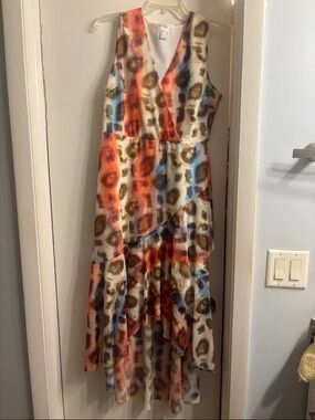 VENUS Multicolor Leopard Print Sleeveless High-Low Dress